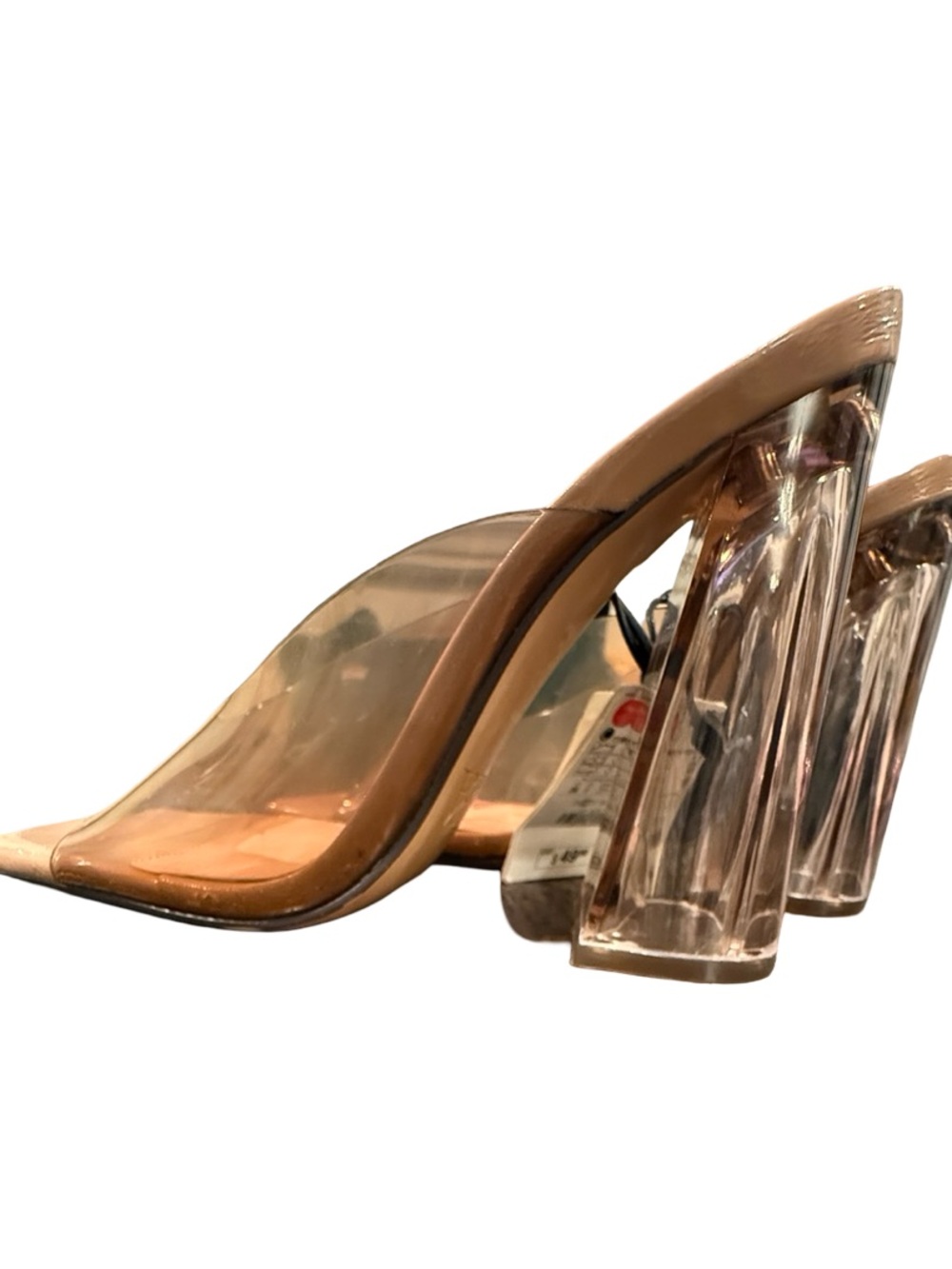 ZARA Nude Patent & Clear PVC Block Heel Mules - Picture 15 of 16